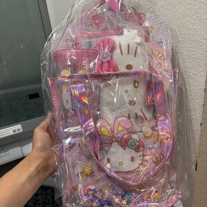 Hello Kitty Pink Holographic Kids Tote Gift Set